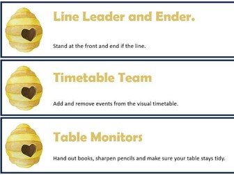 Classroom jobs bee theme