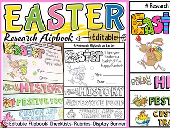 EASTER EDITABLE FLIPBOOK: INFORMATIONAL WRITING RESEARCH TEMPLATE