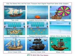 Pets and Pet Care Treasure Hunt Interactive English PowerPoint Game