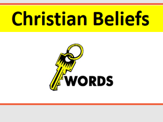 Christian Beliefs display of keywords and definitions for new GCSE Edexcel Religious Studies B (9-1)