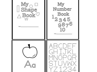 Large Resource Book of Kindergarten, Pre-K Numbers, Shapes, and Alphabet.