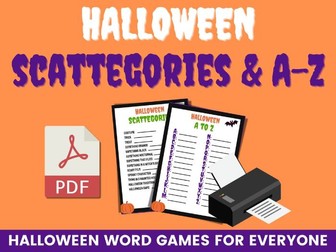 Halloween Scattegories and A-Z | Printable Halloween Lesson Activity