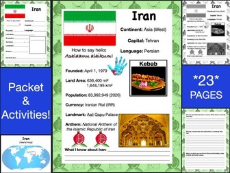 IRAN History & Geography, Travel The World Worksheet