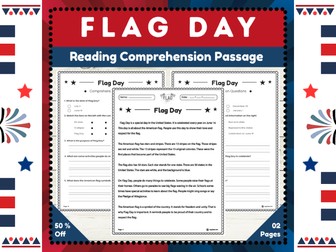 Flag Day Reading Comprehension Passage : Engaging Activity for Young Learners