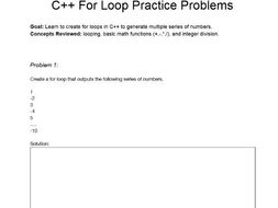C++ For Loop Practice | Teaching Resources