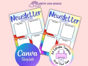 Canva Template Rainbow Newsletter | Editable Newsletter for Teachers | Printable Template
