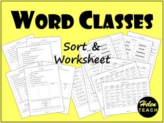 Word Class Differentiated Card Sort & Worksheets