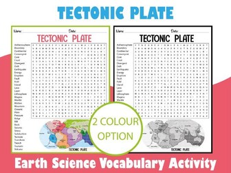 Plate Tectonics Word Search Puzzle | Earth Science Vocabulary Activity