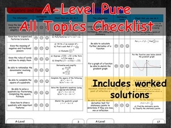 Maths A-Level Pure revision topic checklist