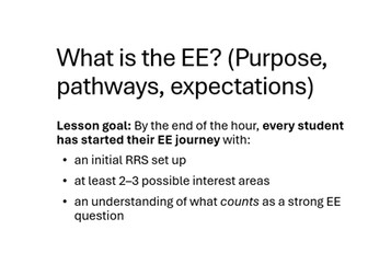 IB Extended Essay Introduction Lesson - EE Launch Workshop (First assessment 2027)