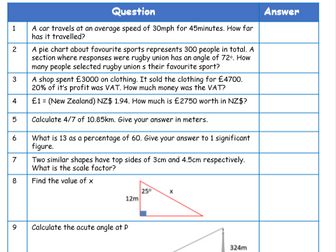 WJEC GCSE Mathematics Numeracy - Intermediate Tier - Key Skills booklet - Revision pack