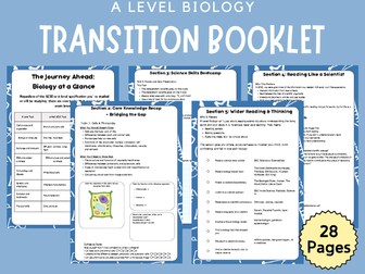 A Level Biology Transition Booklet (28 pages)