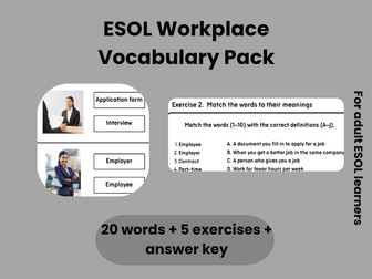 ESOL Workplace Vocabulary - 5 Exercises