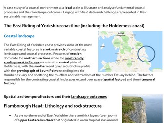 East Riding coast case study A-level AQA