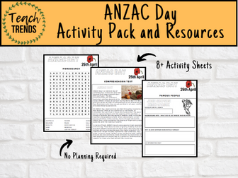 Anzac Day Activity Pack & Resources