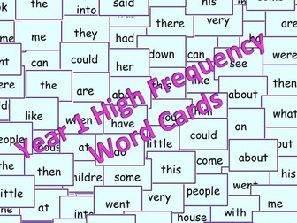 Year 1 High Frequency Word Cards