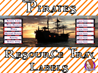 Pirate Themed Resource Tray Labels