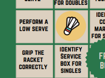 Badminton Bingo Card (With bones)