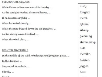 The Tin Forest - Descriptive Writing Word Mats X2