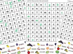 ITALIAN fruit wordsearxh - differnetiated