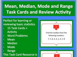 mean median mode and range task cards and unique activity by