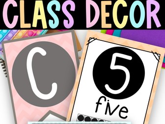 Pastel Classroom Decor Mega Bundle Bunting Posters Calendar Table Signs