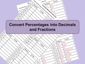 Convert Percentages to Decimals and Fractions