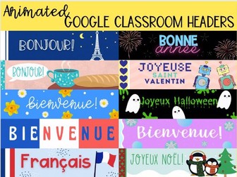 French animated Google Classroom headers banners