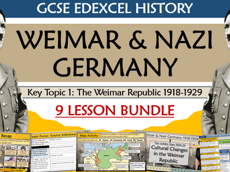 GCSE History - Edexcel Weimar and Nazi Germany Unit/Key Topic 1 Bundle - 9 lessons.