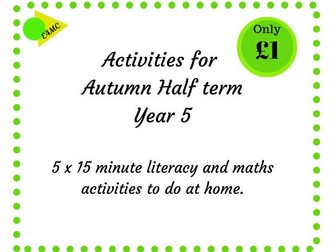 Autumn Half Term Activities for Year 5