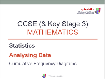 apt4Maths: PowerPoint Presentation (Lesson 6 of 7) on Analysing Data: CUMULATIVE FREQUENCY DIAGRAMS