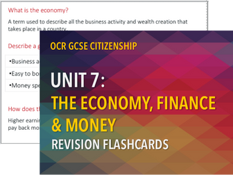 OCR GCSE Citizenship revision cards - The economy, money and finance