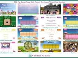 Present Continuous Tense Piggy Bank English PowerPoint Game