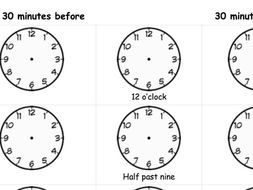 time oclock half past teaching resources