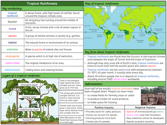 Tropical Rainforests Knowledge Organiser - KS2