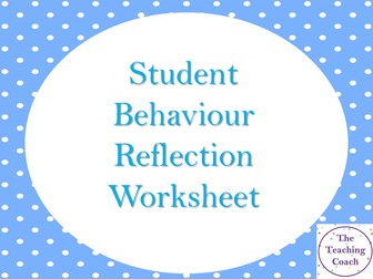 Behaviour Reflection Task Worksheet