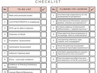Ofsted Inspection Teacher and HOD Checklists