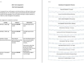 BTEC Tech L1/2 Dance Pathway- Component 3 Intro Booklet