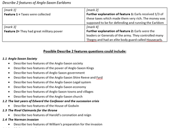 Anglo-Saxon / Normans: Possible GCSE questions