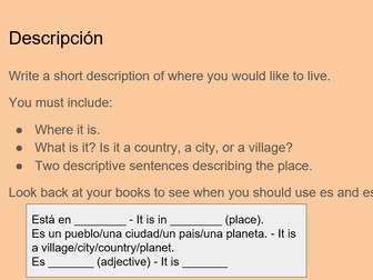 Dónde vas a vivir leaflet - Y9 NCELP 1.2 Spanish End of Term Creative Project
