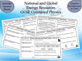 National and Global Energy Resources - GCSE Physics Worksheets
