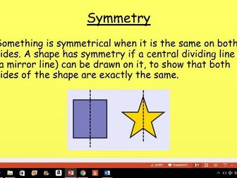 Year 1 teaching symmetry