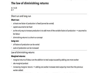 Law of Diminishing Returns - A-Level Economics