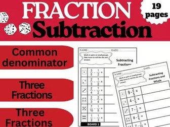 Rolling Dice Fraction Game – Subtract Fractions Unlike Denominators