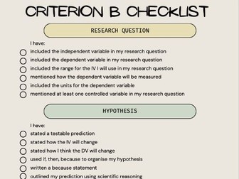 MYP Criterion B Checklist