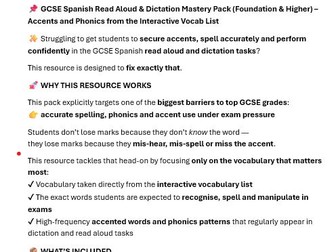 GCSE Spanish Phonics & Accents Mastery Pack