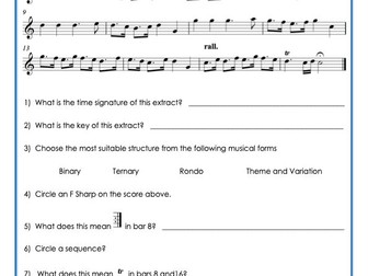 GCSE Music Starter Sheets