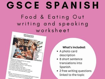GCSE Spanish (AQA) Food & Eating Out Worksheet