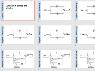 Current and Potential Difference in Series and Parallel Circuits Quizzes