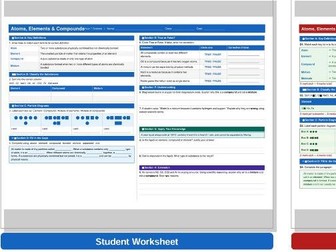 KS3- Atoms, elements and compounds worksheet